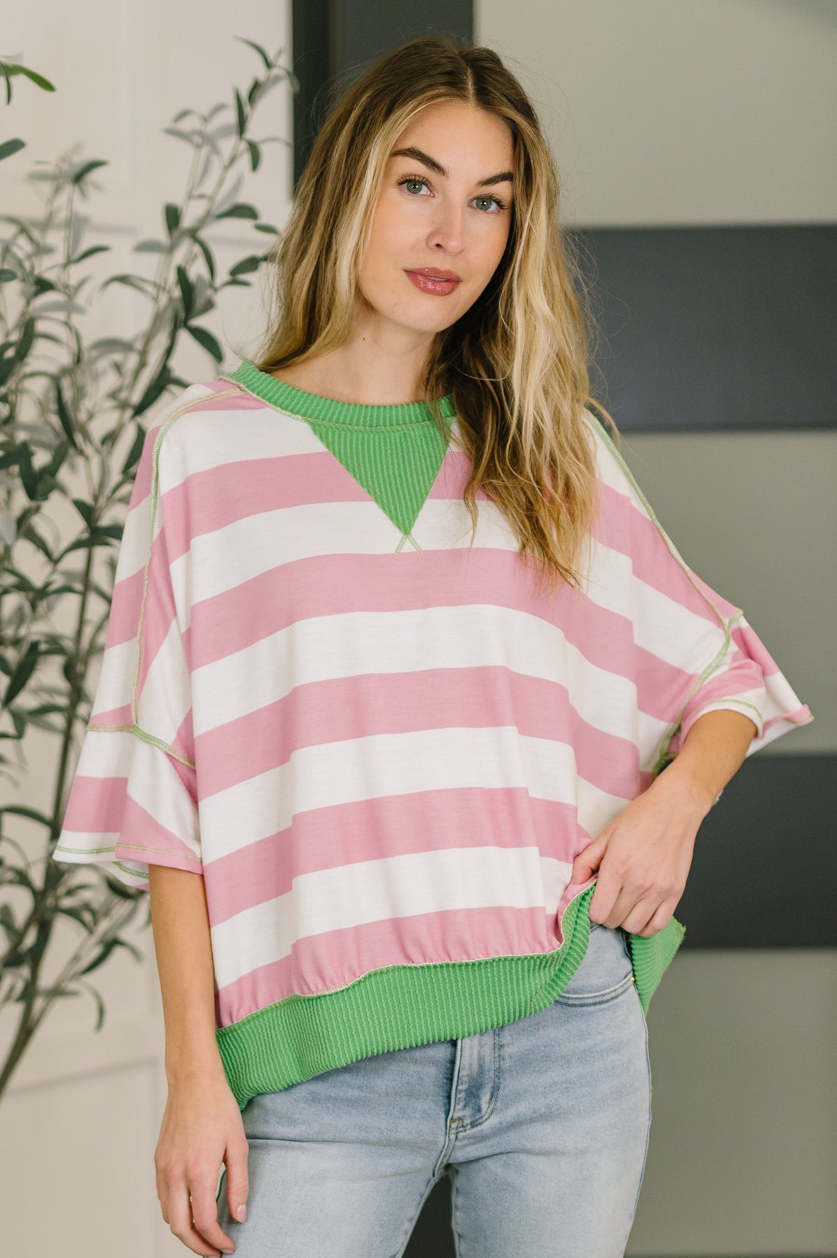 Relaxed blouse with contrast trim from Ave Shops, featuring a casual fit and stylish design, perfect for everyday wear.