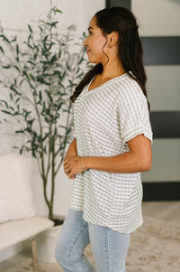 Light blue You Just Get It V-Neck Top by Ave Shops, casual blouse with a relaxed fit and V-neck design.