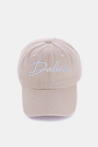 Zenana Washed Dallas Embroidered Baseball Cap