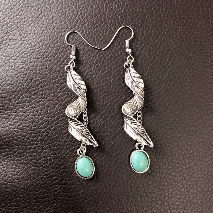 Leaf Artificial Turquoise Earrings