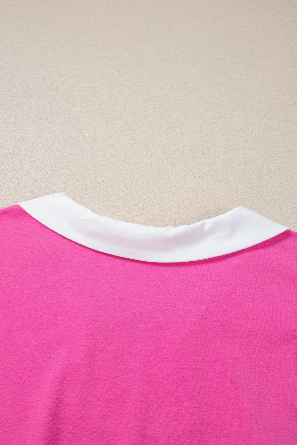 Pink Contrast Trim Collared Split Neck Plus Size Top