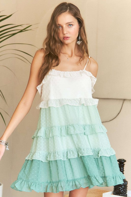 Swiss Dot Ruffled Tiered Mini Dress