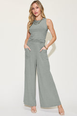 Basic Bae Ribbed Tank & Wide Leg Pants Set