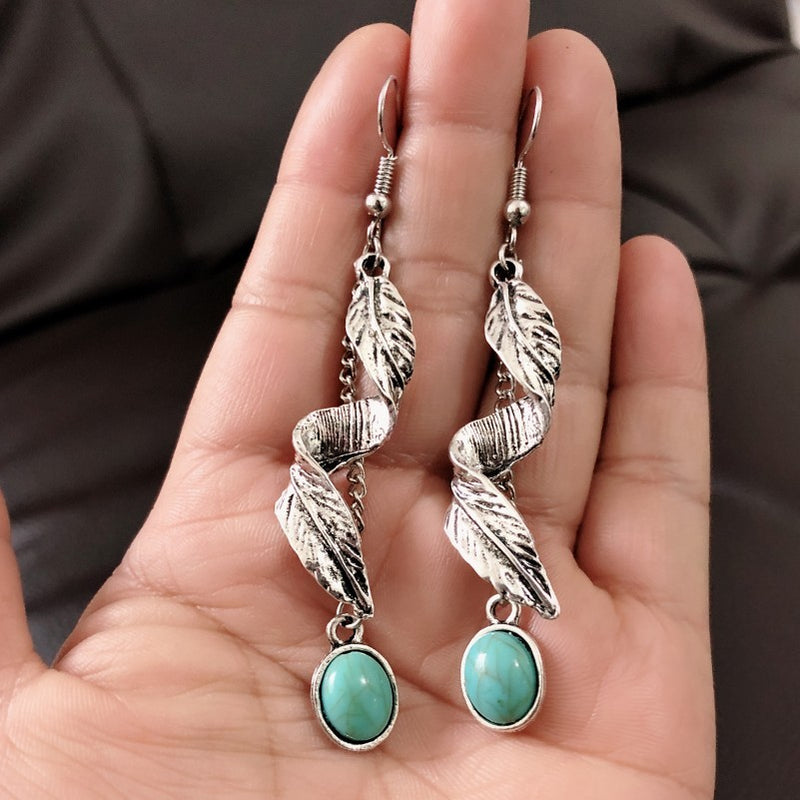 Leaf Artificial Turquoise Earrings