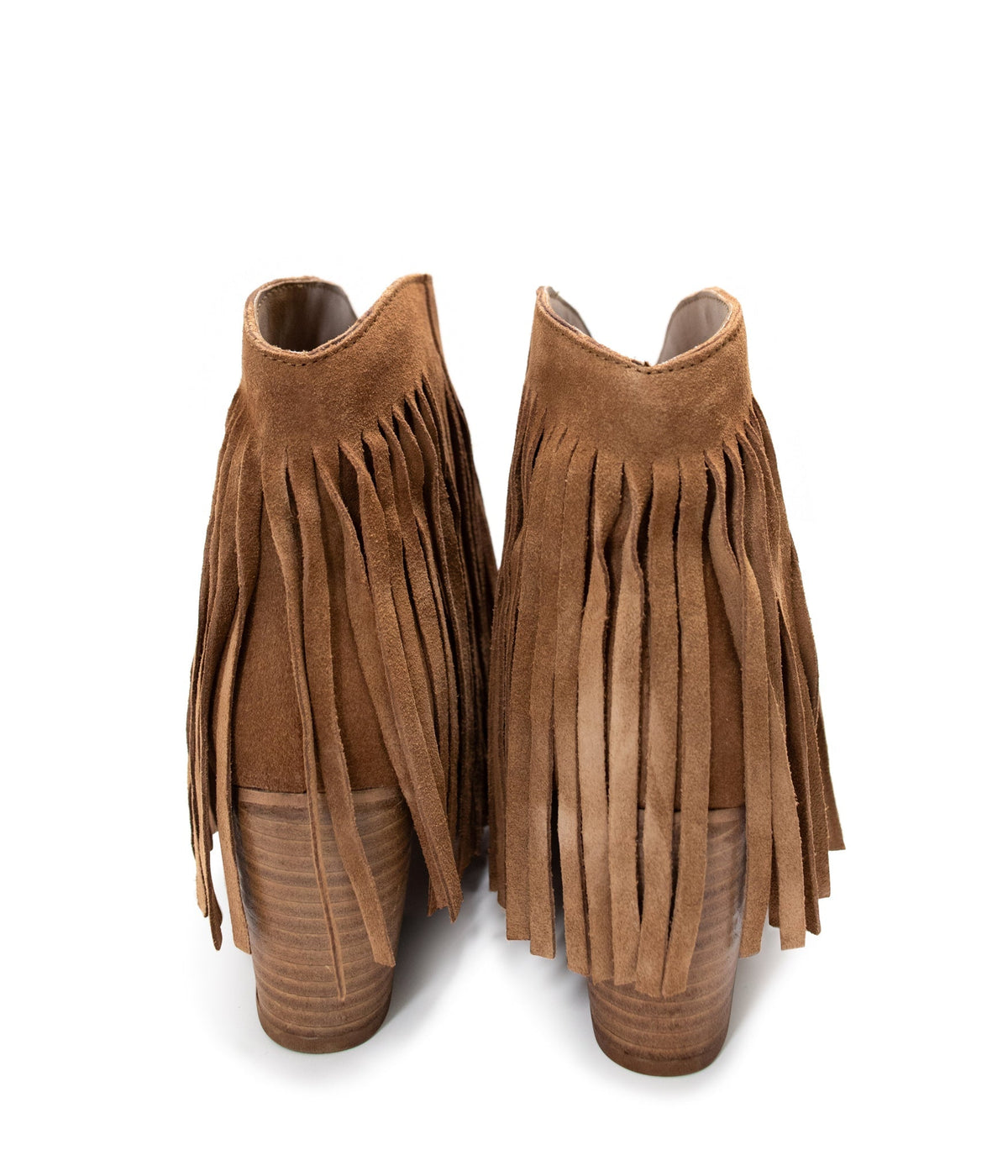 Amos Fringe Ankle Bootie in Tan Suede