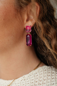 Pendientes rectangulares de cristal Sparkly Spirit en rosa