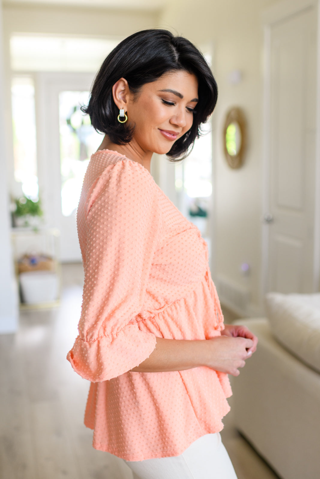 Top de punto suizo con sorbete dulce