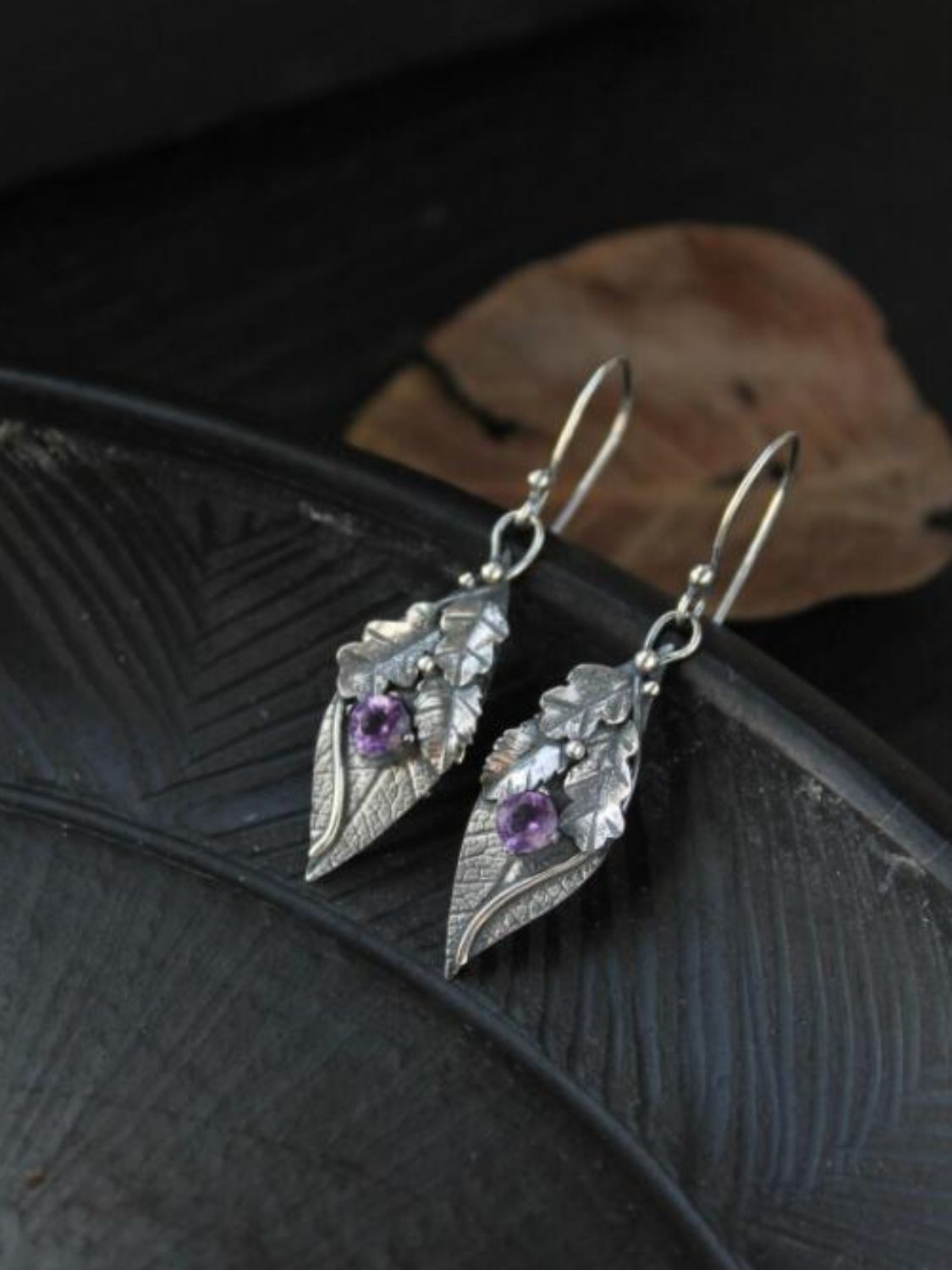 Rhinestone Leaf Shape Earrings