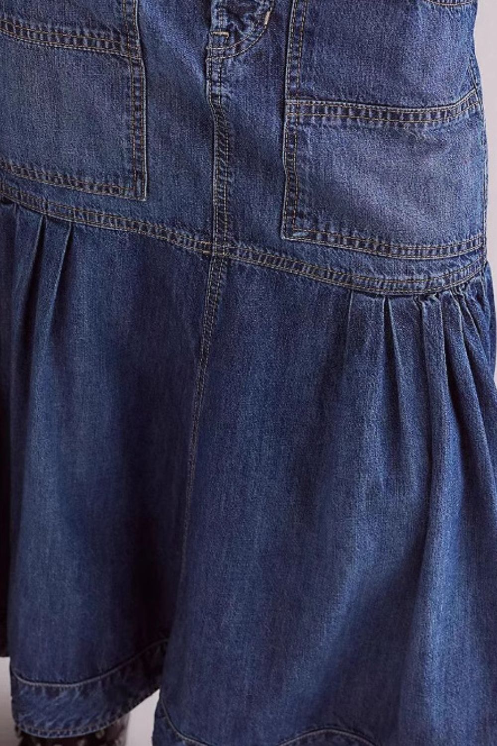 Midi Denim Skirt with Pockets