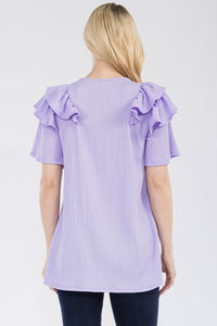 Celeste Ruffle Layered Short Sleeve Texture Top