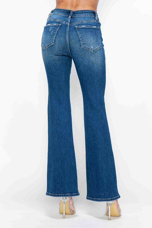 High Rise Bootcut Jeans with Pockets