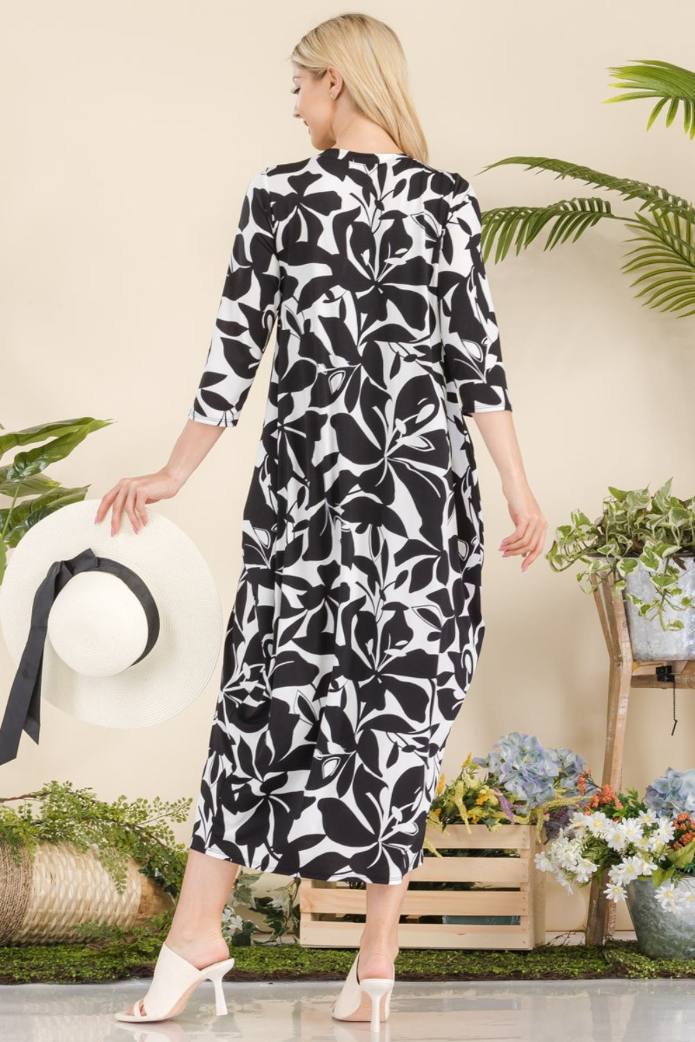 Celeste Printed Contrast Dress with Pockets