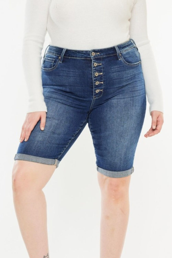 Kancan Cat's Whiskers Button Fly Denim Shorts