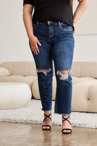 RFM Crop Dylan Tummy Control Distressed High Waist Jeans