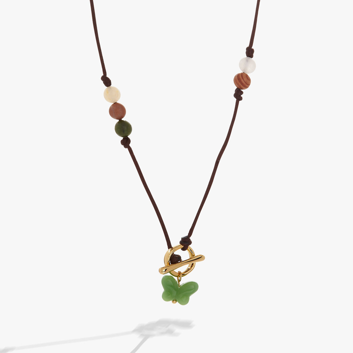 Carved Butterfly Healing Stone Toggle Necklace