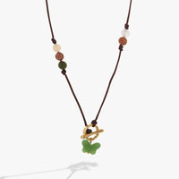 Carved Butterfly Healing Stone Toggle Necklace