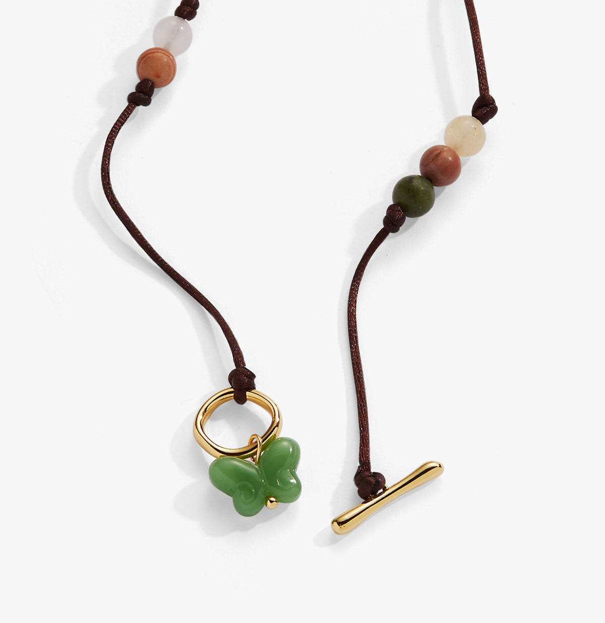 Carved Butterfly Healing Stone Toggle Necklace