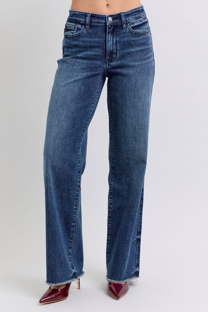 Raw Hem Mid Rise Jeans