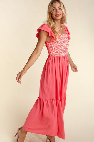 Embroidery Dot Maxi Dress