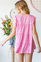 Heimish Floral Ruffled Tiered Top