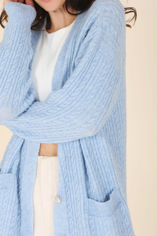 Wool Blended Cable Knit cardigan