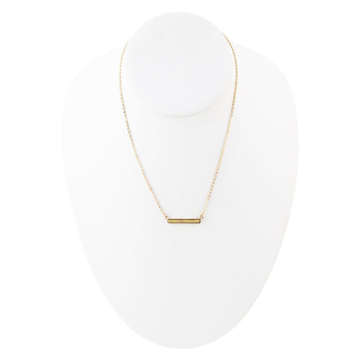 Dainty green aventurine bar necklace by Barse Jewelry featuring a slim, polished green gemstone bar on a delicate chain.