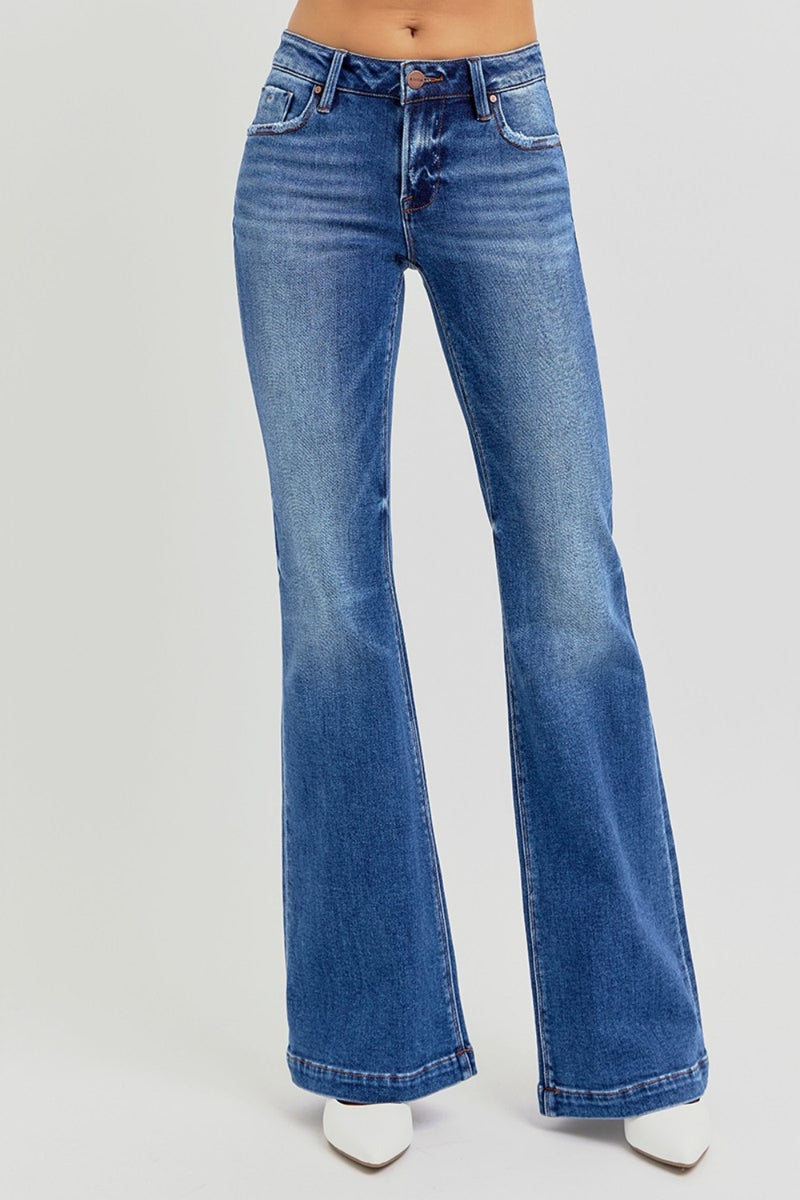 Low Rise Flare Jeans with Pockets