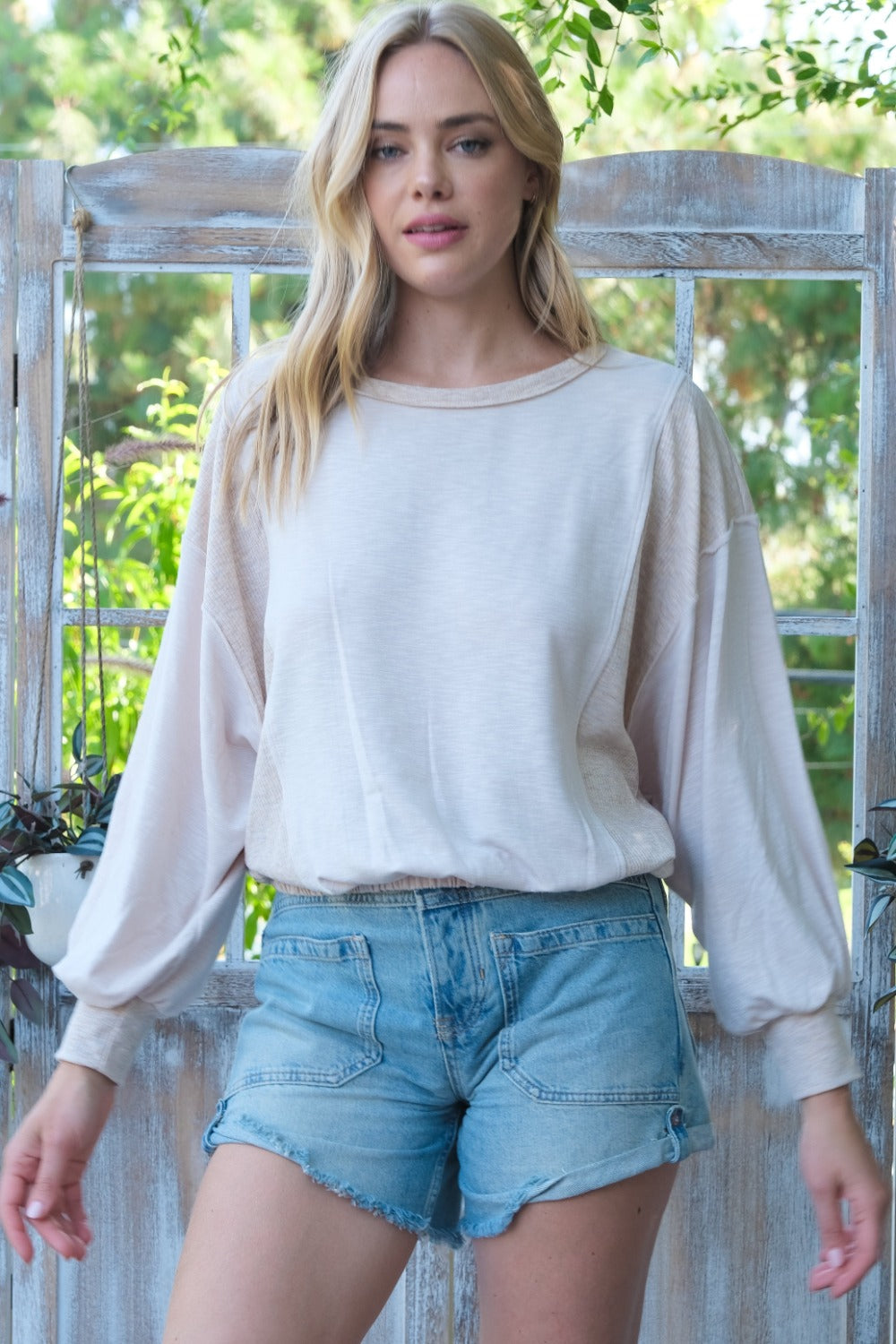 Hailey & Co Rib and Two Tone Knit Mixed Top