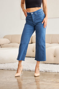 RFM Crop Chloe Tummy Control High Waist Raw Hem Jeans