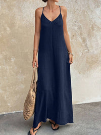 V-neck maxi cami dress from Trendsi featuring a flowing silhouette and lightweight fabric, perfect for casual or dressy occasions.