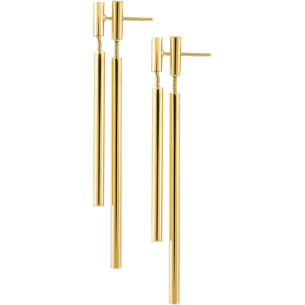 Double bar earring by Sahira Jewelry Design featuring sleek, modern silver earrings with two parallel bars.