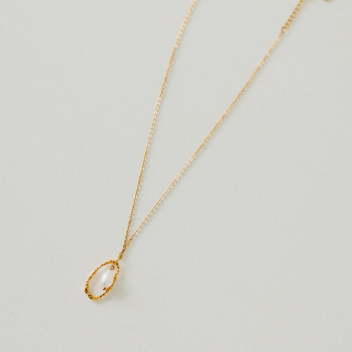 Drop Pearl Open Circle Pendant Necklace - WATERPROOF