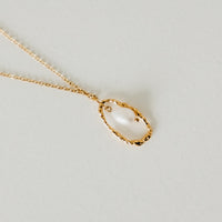 Drop Pearl Open Circle Pendant Necklace - WATERPROOF