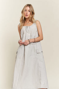 Drawstring Slit Back Cargo Dress