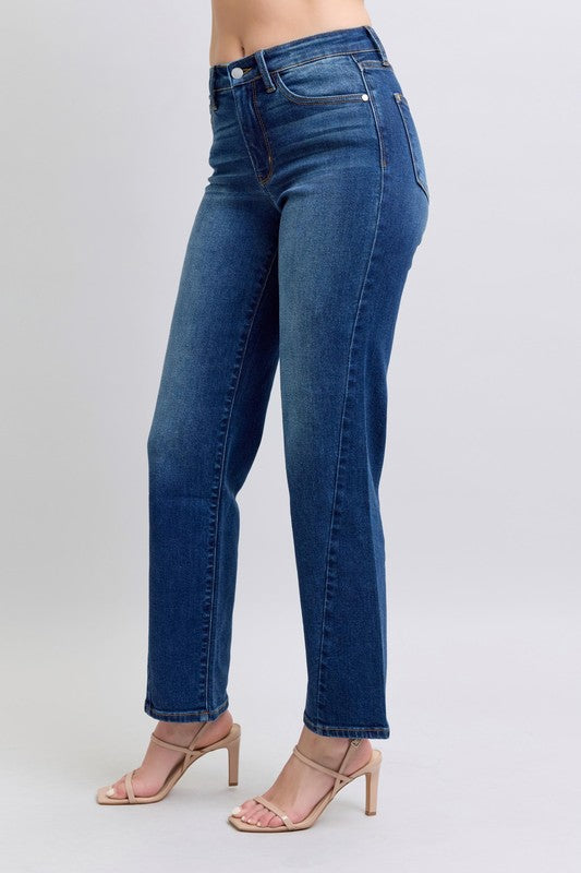 Side Seam Detail Straight Jeans with Pockets