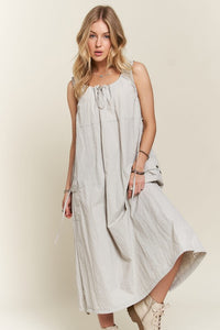 Drawstring Slit Back Cargo Dress