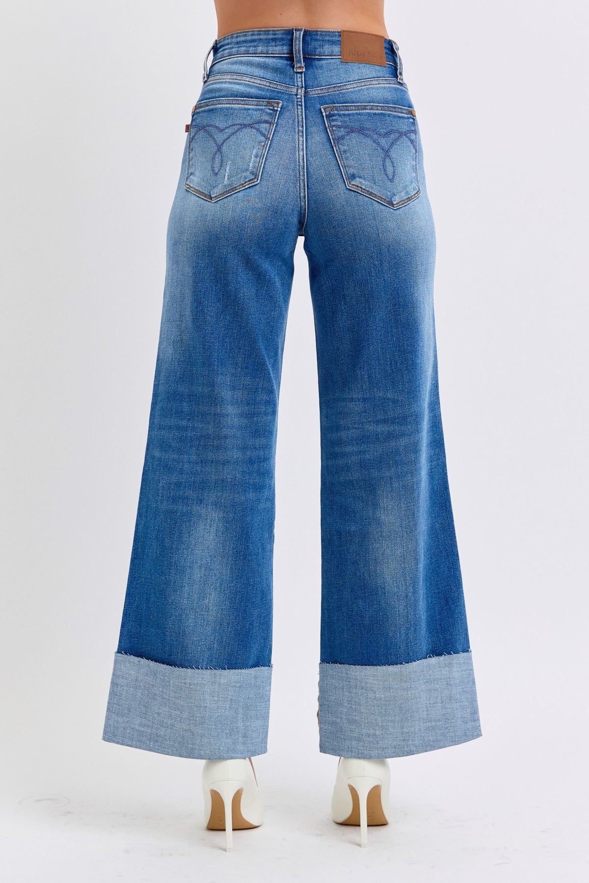 Distressed High Waist Wide Leg Jeans