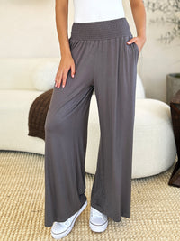 Double Take Smocked Wide Leg Pants