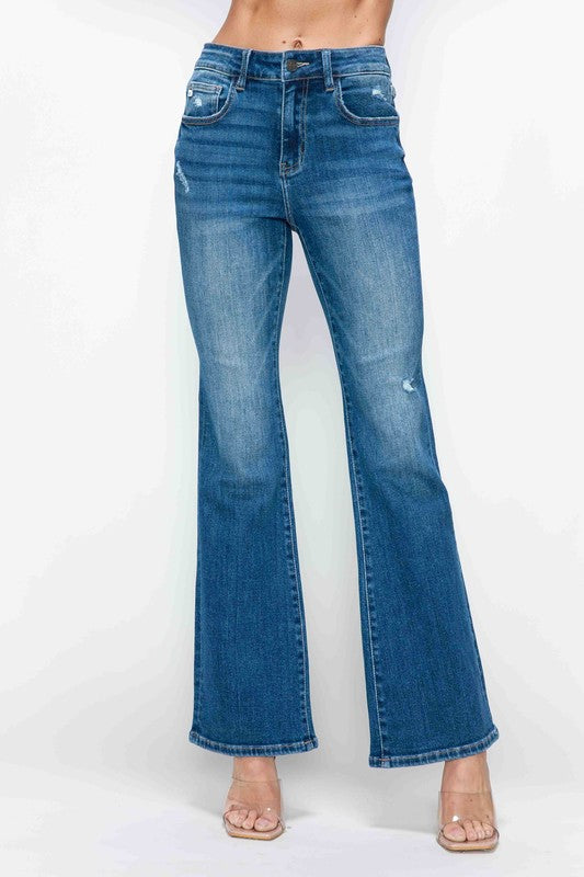 High Rise Bootcut Jeans with Pockets