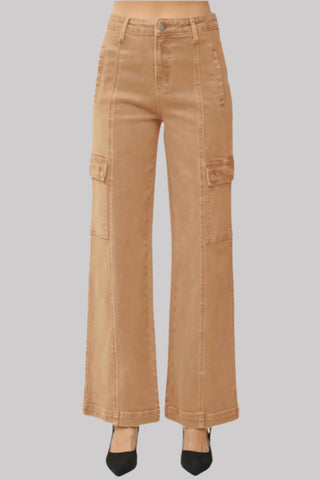 RISEN High Rise Wide Leg Cargo Jeans