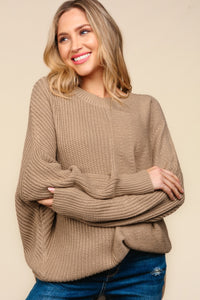 Haptics Side Slit Texture Asymmetric Sweater