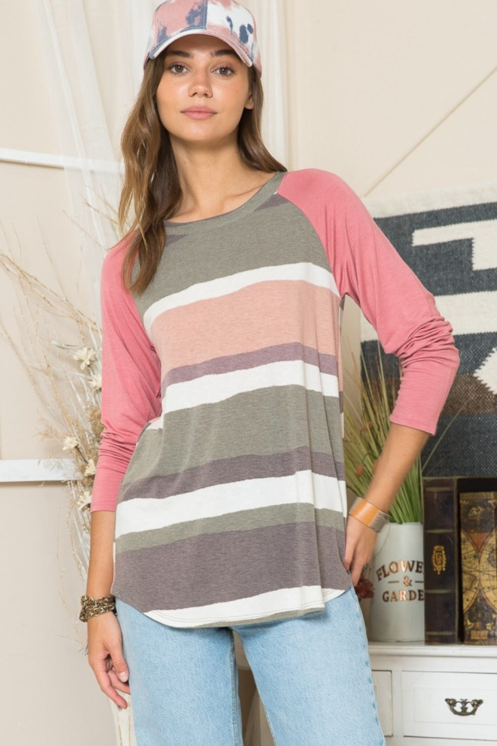 Celeste Striped Contrast Long Sleeve T-Shirt