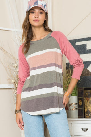 Celeste Striped Contrast Long Sleeve T-Shirt