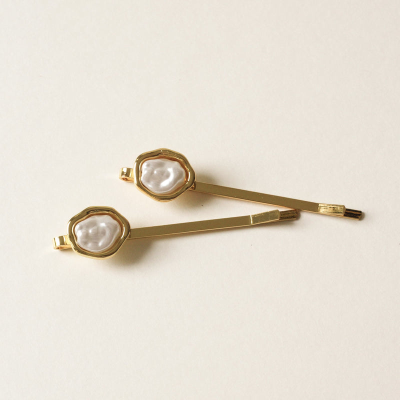Freshwater Pearl Metal Hair Bobby Pins | Gold