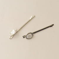 Freshwater Pearl Metal Hair Bobby Pins | Silver