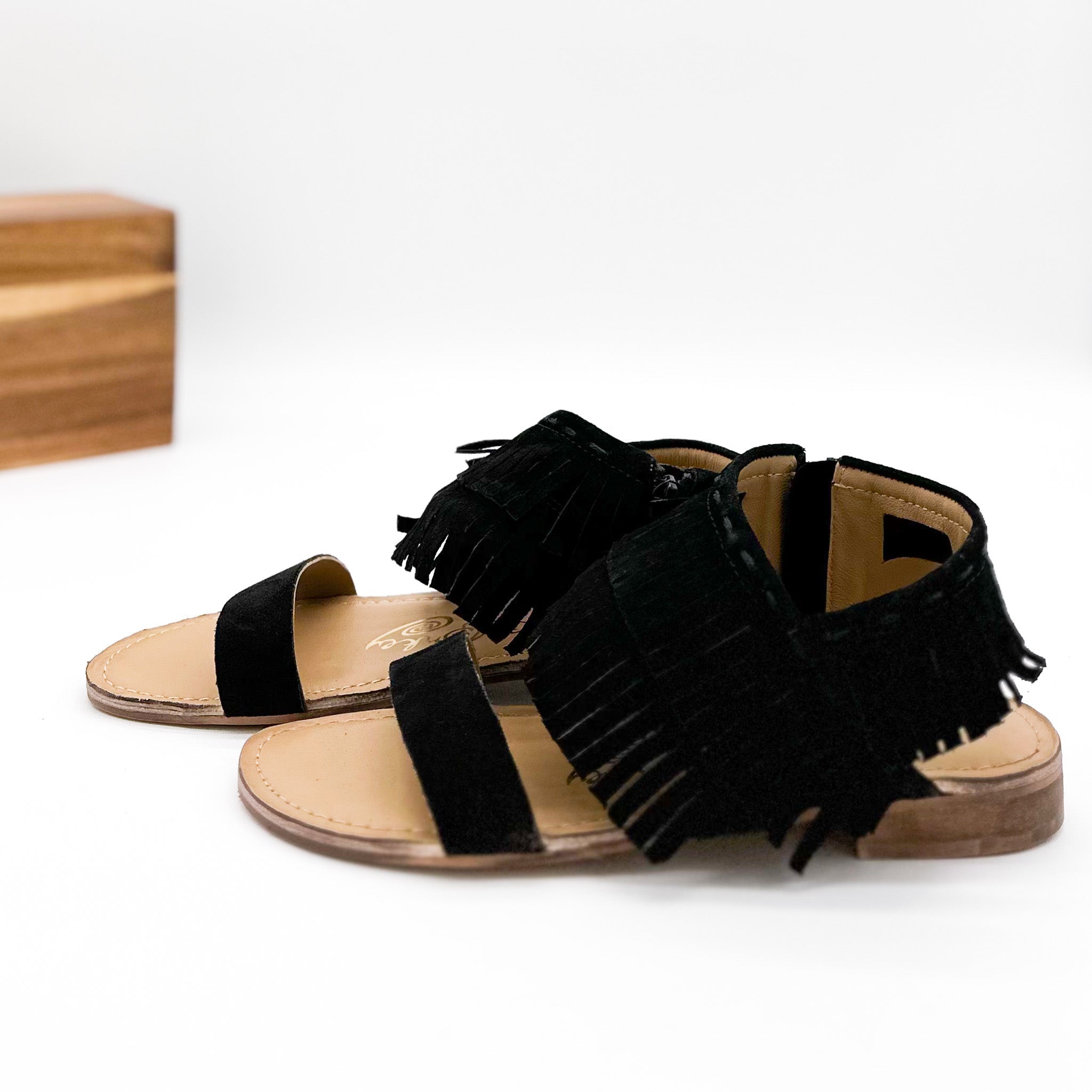 Fringe Star Sandal in Black