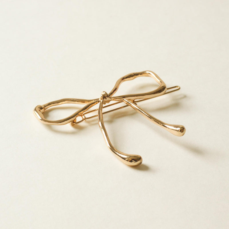 Metal Bow Barrette Hair Clip | Gold