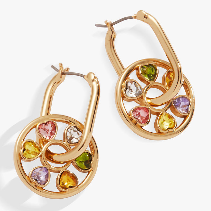Heart Crystal Wheel Hoop Earrings