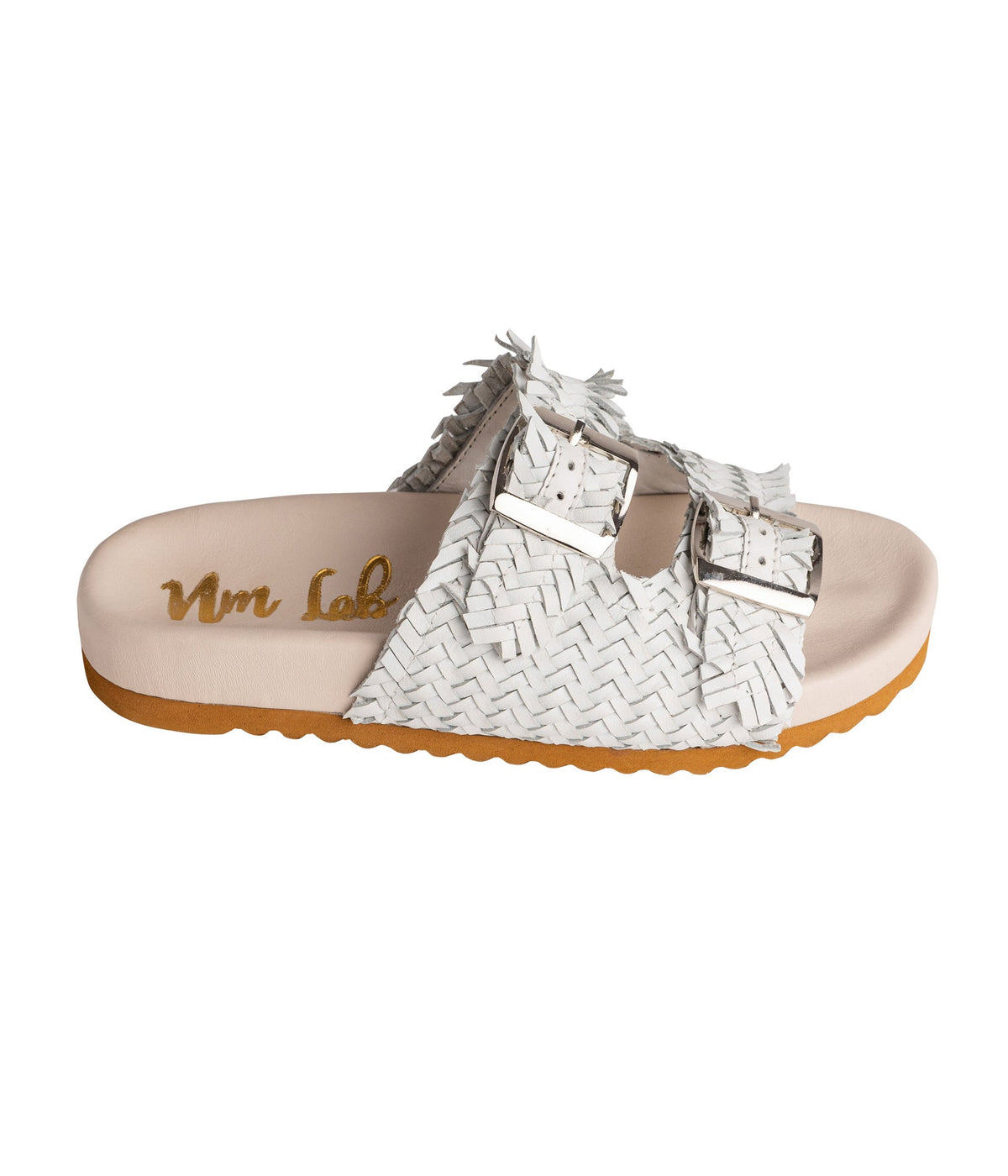 Intertwine Dual Woven Strap Slide in White