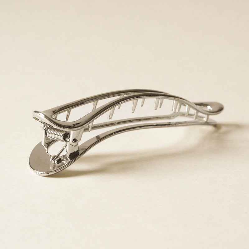 Long Wave Metal Hair Claw Clip | Silver